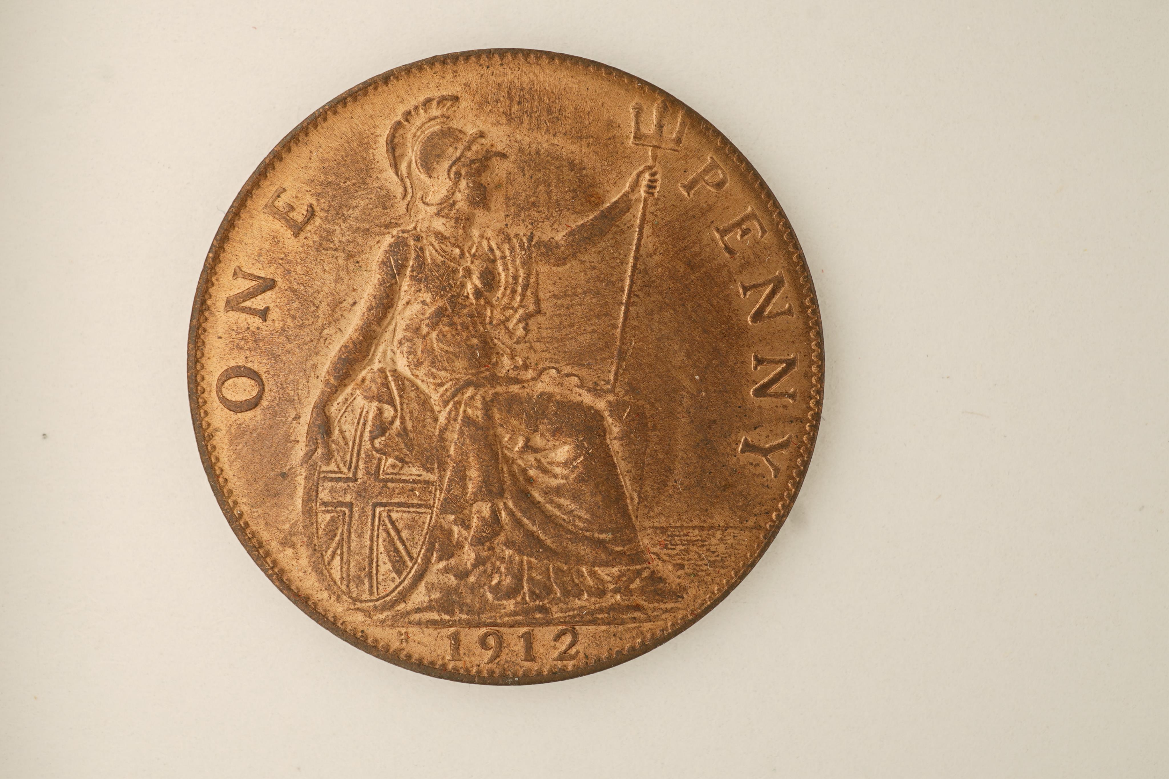 John Hill Collection., British coins, George V, two bronze pennies;, 1912 H, Heaton mint, Fr. 173, Gouby dies A/a, EF, lustre, 1918 H, Heaton mint, Fr. 183, Gouby dies B/b, EF, lustre.